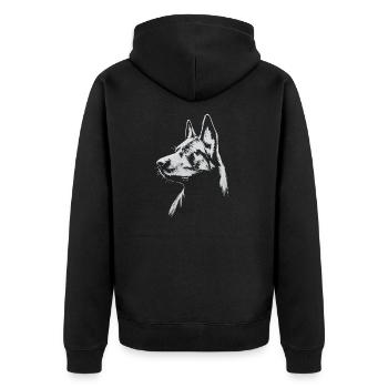 Deutscher Schäferhund Kopf Personalisierungsmotiv - Unisex Premium Bio Zip Hoodie - Schwarz - Hinten - Nico (187cm)