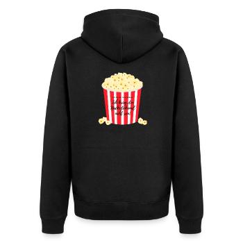 Arthur Spooner: Nackedeikanal - Unisex Premium Bio Zip Hoodie - Schwarz - Hinten - Nico (187cm)