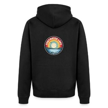 Pentwater Lake Michigan Bunt - Unisex Premium Bio Zip Hoodie - Schwarz - Hinten - Nico (187cm)