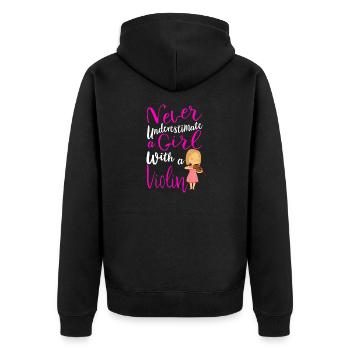 Never Underestimate a Girl With a Violin Cool - Unisex Premium Organic Zip Hoodie - black - Back - Nico (187cm)