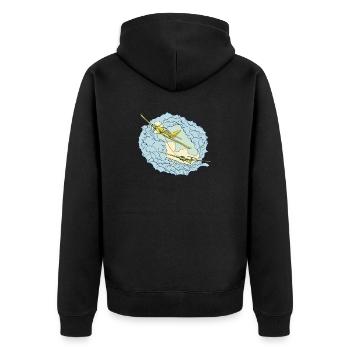 Flugzeug Flugzeugpiloten Motiv Hobbypiloten - Unisex Premium Bio Zip Hoodie - Schwarz - Hinten - Nico (187cm)
