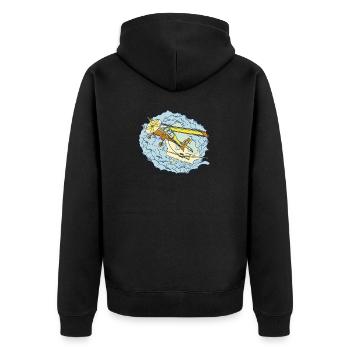 Hobby pilot motive for pilots & air traffic - Unisex Premium Organic Zip Hoodie - black - Back - Nico (187cm)