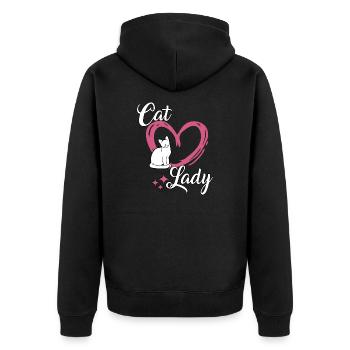 Niedliches Katzen Spruch Outfit Cat Lady Katzen - Unisex Premium Bio Zip Hoodie - Schwarz - Hinten - Nico (187cm)