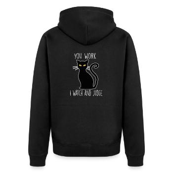 Cat owner gift cute lazy cat outfit - Unisex Premium Organic Zip Hoodie - black - Back - Nico (187cm)