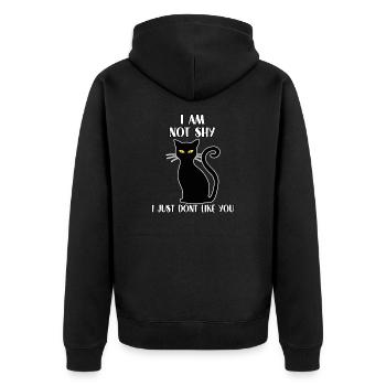 Cute cat gift for misanthrope cat owners - Unisex Premium Organic Zip Hoodie - black - Back - Nico (187cm)