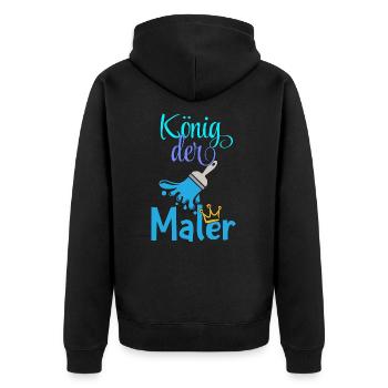 König der Maler Handwerker Beruf malen - Unisex Premium Bio Zip Hoodie - Schwarz - Hinten - Nico (187cm)
