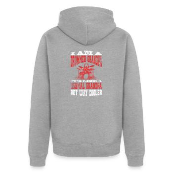 Ich bin ein Schlagzeuger Papa lustiges Geschenk für Väter und - Unisex Premium Bio Zip Hoodie - Grau meliert - Hinten - Nico (187cm)