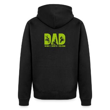 Papa Der Mann Der Mythos Die Legende Design Geschenk für - Unisex Premium Bio Zip Hoodie - Schwarz - Hinten - Nico (187cm)