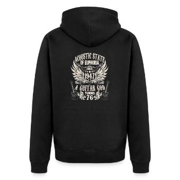 guitarists birthday saying vintage 1947 76 - Unisex Premium Organic Zip Hoodie - black - Back - Nico (187cm)