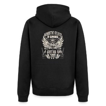 guitarists birthday 1946 vintage 77 years - Unisex Premium Organic Zip Hoodie - black - Back - Nico (187cm)
