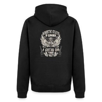Hobby musician guitarist birthday 1956 - Unisex Premium Bio Zip Hoodie - Schwarz - Hinten - Nico (187cm)