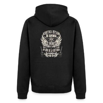 guitarristas cumpleaños 1938 vintage 85 años - Unisex Premium Bio Zip Hoodie - Schwarz - Hinten - Nico (187cm)