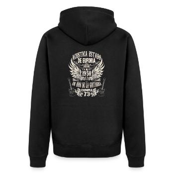 guitar fan musician guitarists birthday 1950 - Unisex Premium Bio Zip Hoodie - Schwarz - Hinten - Nico (187cm)