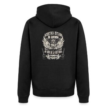 hobby musician guitarist birthday 1963 - Unisex Premium Bio Zip Hoodie - Schwarz - Hinten - Nico (187cm)
