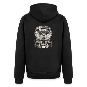 hobby musician guitarist birthday 2005 - Unisex Premium Bio Zip Hoodie - Schwarz - Hinten - Nico (187cm)