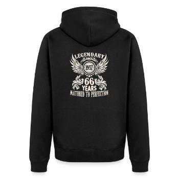 66 years legend birthday outfit sayings - Unisex Premium Bio Zip Hoodie - Schwarz - Hinten - Nico (187cm)