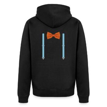 Drôle de nœud papillon orange avec bretelles bleues Perfect - Veste à capuche bio Premium Unisexe - noir - Dos - Nico (187cm)