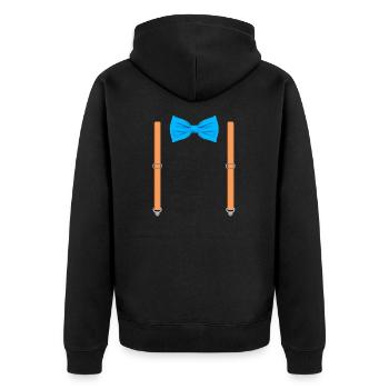 Drôle de nœud papillon bleu avec bretelles orange parfait - Veste à capuche bio Premium Unisexe - noir - Dos - Nico (187cm)