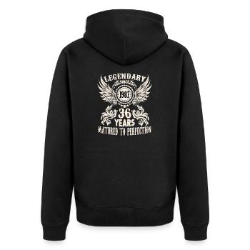 Legend 36 years birthday shirt sayings men - Unisex Premium Bio Zip Hoodie - Schwarz - Hinten - Nico (187cm)