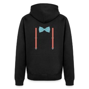 Drôle de noeud papillon bleu avec des bretelles orange parfait - Veste à capuche bio Premium Unisexe - noir - Dos - Nico (187cm)