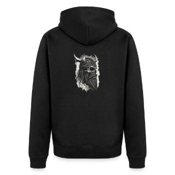 Wikinger Krieger Walhalla Nordischer Krieger - Unisex Premium Bio Zip Hoodie - Schwarz - Hinten - Nico (187cm)