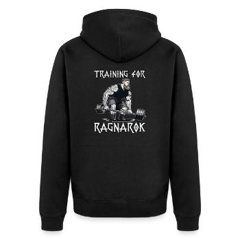 Provokantes Wikingermotiv Nordische Mythologie - Unisex Premium Bio Zip Hoodie - Schwarz - Hinten - Nico (187cm)