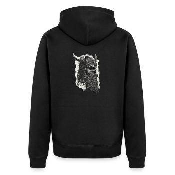 Heidnischer Wikinger Nordischer Krieger Wikinger - Unisex Premium Bio Zip Hoodie - Schwarz - Hinten - Nico (187cm)