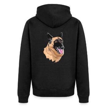 Porträt Malinois-Hund - Unisex Premium Bio Zip Hoodie - Schwarz - Hinten - Nico (187cm)