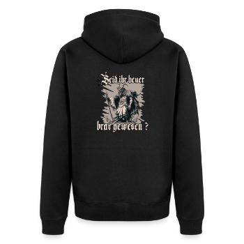 Traditionelles Krampus T-Shirt für Weihnachten - Unisex Premium Bio Zip Hoodie - Schwarz - Hinten - Nico (187cm)