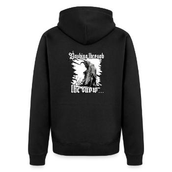 Krampus T-Shirt Süddeutscher Weihnachtsmann - Unisex Premium Bio Zip Hoodie - Schwarz - Hinten - Nico (187cm)