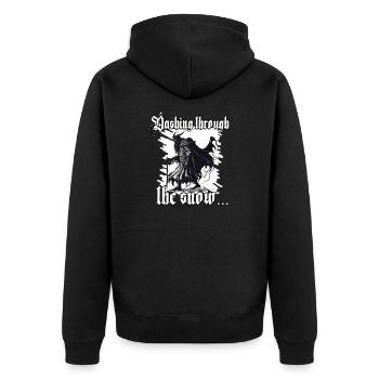Horror Krampus T-Shirt Mystische Weihnachtsfigur - Unisex Premium Bio Zip Hoodie - Schwarz - Hinten - Nico (187cm)