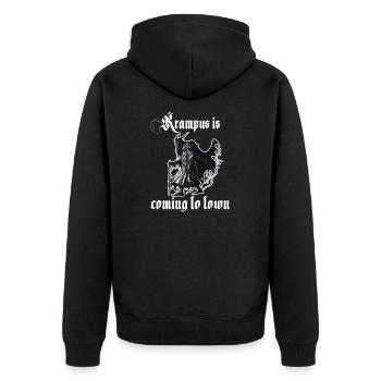Horror Krampus T-Shirt Böser Weihnachtsbrauch - Unisex Premium Bio Zip Hoodie - Schwarz - Hinten - Nico (187cm)