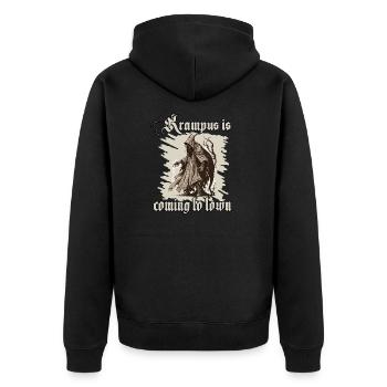 Krampus Shirt Das Böse erwacht - Unisex Premium Bio Zip Hoodie - Schwarz - Hinten - Nico (187cm)