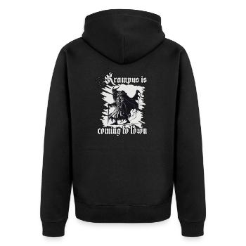 Horror Krampus T-Shirt dunkle Seite der Weihnacht - Unisex Premium Bio Zip Hoodie - Schwarz - Hinten - Nico (187cm)