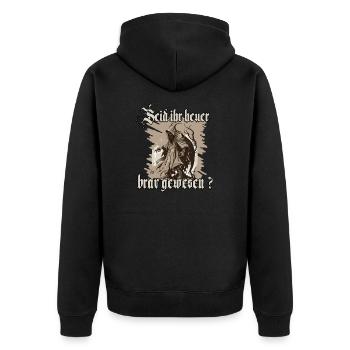 Krampus Shirt Symbol des Weihnachtsgrauens - Unisex Premium Bio Zip Hoodie - Schwarz - Hinten - Nico (187cm)