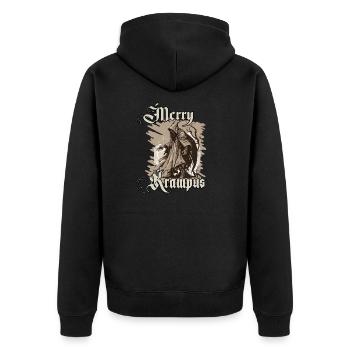Böser Weihnachtsmann Krampus T-Shirt Gruseliges - Unisex Premium Bio Zip Hoodie - Schwarz - Hinten - Nico (187cm)