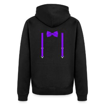 Funny Purple Bow Tie with Suspenders Perfect - Unisex Premium Organic Zip Hoodie - black - Back - Nico (187cm)