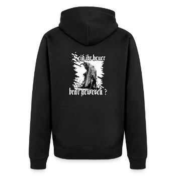 Krampus T-Shirt für eine schaurige Weihnachtszeit - Unisex Premium Bio Zip Hoodie - Schwarz - Hinten - Nico (187cm)