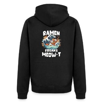 Japanese ramen bowl artwork for anime fans - Unisex Premium Organic Zip Hoodie - black - Back - Nico (187cm)