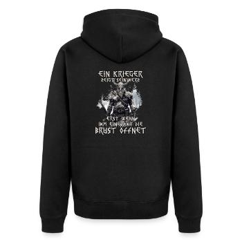 Nordische Mythologie Wikinger Shirt - Unisex Premium Bio Zip Hoodie - Schwarz - Hinten - Nico (187cm)