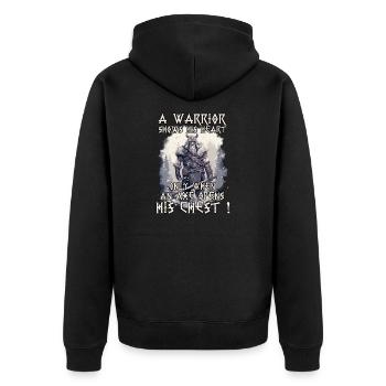 Ragnar Legendär Wikinger Geschenk Krieger - Unisex Premium Bio Zip Hoodie - Schwarz - Hinten - Nico (187cm)