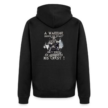 Wikinger Krieger Shirt Wahallas Krieger - Unisex Premium Bio Zip Hoodie - Schwarz - Hinten - Nico (187cm)