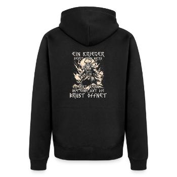 Nordische Mythologie Wikinger Krieger Stärke - Unisex Premium Bio Zip Hoodie - Schwarz - Hinten - Nico (187cm)