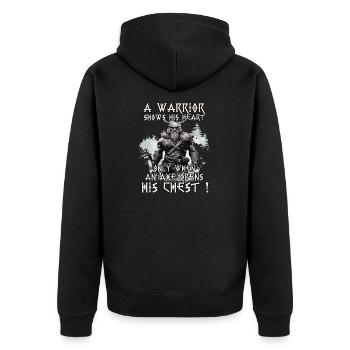 Mythologie nordique, Vikings, guerriers, culte guerrier - Veste à capuche bio Premium Unisexe - noir - Dos - Nico (187cm)