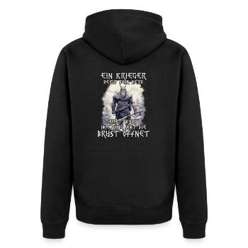 Ragnar Legendärer Krieger Wikinger Nordisch - Unisex Premium Bio Zip Hoodie - Schwarz - Hinten - Nico (187cm)