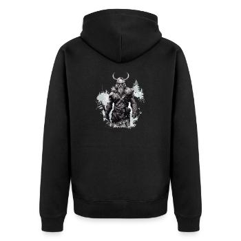 Wahallas Schützer Beschützer des ewigen Ruhms - Unisex Premium Bio Zip Hoodie - Schwarz - Hinten - Nico (187cm)