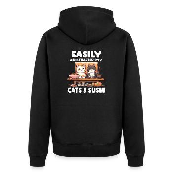 Kawaii Neko Sushi Maki Cat japonais - Veste à capuche bio Premium Unisexe - noir - Dos - Nico (187cm)