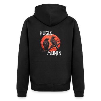 Vegvisir Kompass | Wikinger T-Shirt | Odins Raben - Unisex Premium Bio Zip Hoodie - Schwarz - Hinten - Nico (187cm)