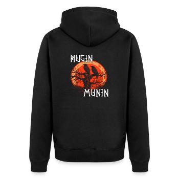 T-shirt Hugin Munin | Corbeaux vikings | Corbeau d’Odin - Veste à capuche bio Premium Unisexe - noir - Dos - Nico (187cm)