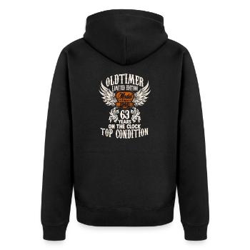 63 year old birthday outfit for classic car fans - Unisex Premium Bio Zip Hoodie - Schwarz - Hinten - Nico (187cm)